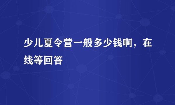少儿夏令营一般多少钱啊，在线等回答