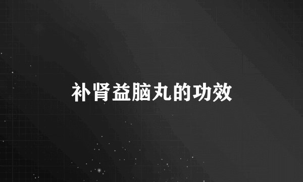 补肾益脑丸的功效