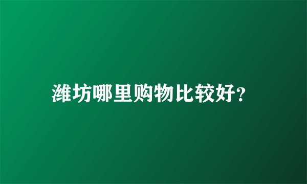 潍坊哪里购物比较好？