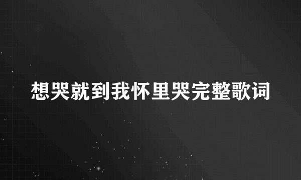 想哭就到我怀里哭完整歌词
