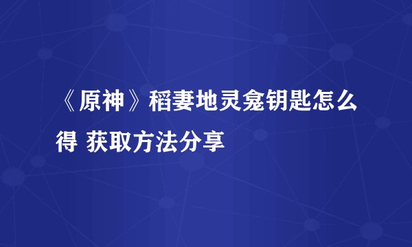 《原神》稻妻地灵龛钥匙怎么得 获取方法分享
