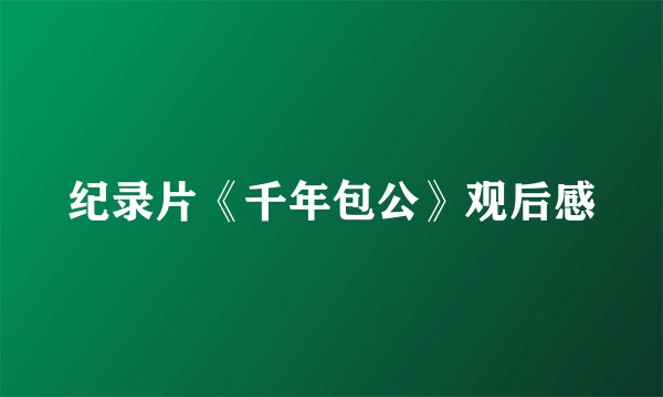 纪录片《千年包公》观后感