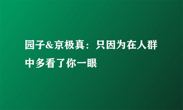 园子&京极真：只因为在人群中多看了你一眼