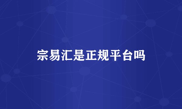 宗易汇是正规平台吗