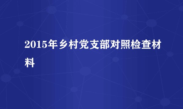 2015年乡村党支部对照检查材料