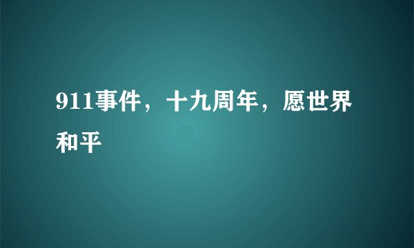 911事件，十九周年，愿世界和平