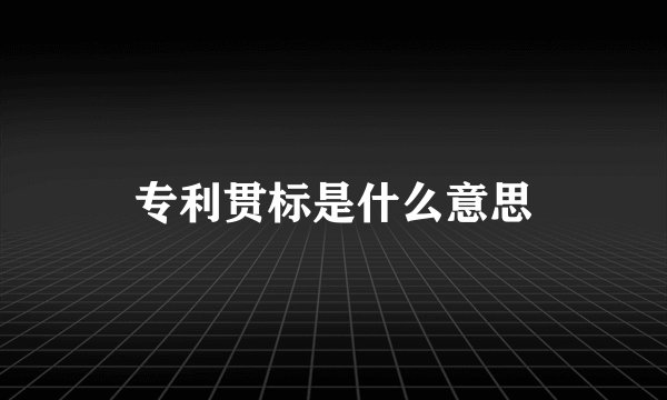 专利贯标是什么意思