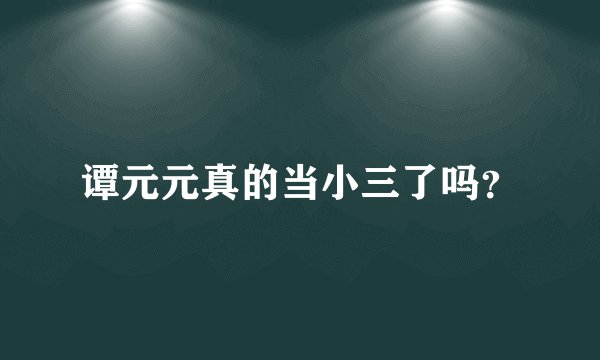 谭元元真的当小三了吗？