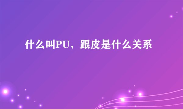 什么叫PU，跟皮是什么关系