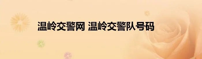 温岭交警网 温岭交警队号码