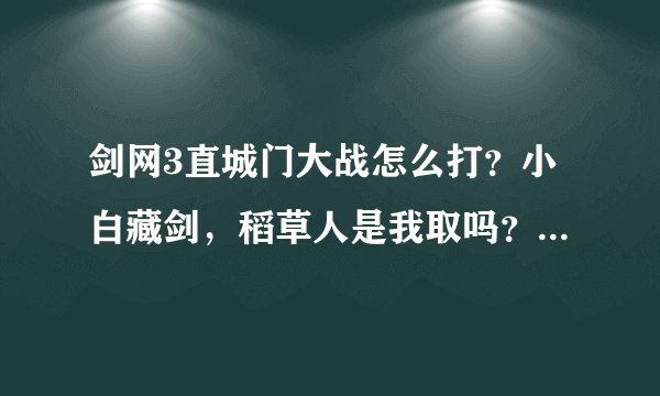 剑网3直城门大战怎么打？小白藏剑，稻草人是我取吗？我是不是跟着其他人往前杀就好了(:3