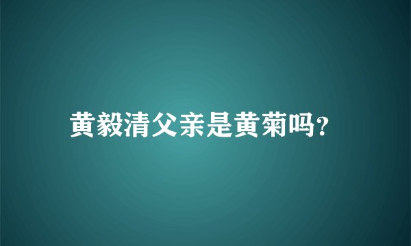 黄毅清父亲是黄菊吗？