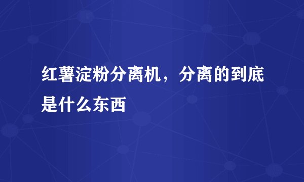 红薯淀粉分离机，分离的到底是什么东西