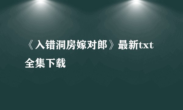 《入错洞房嫁对郎》最新txt全集下载