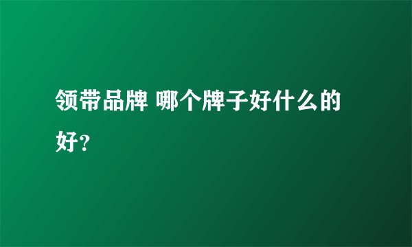 领带品牌 哪个牌子好什么的好？