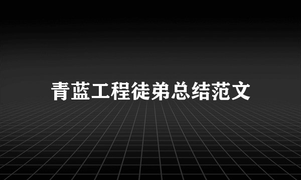 青蓝工程徒弟总结范文