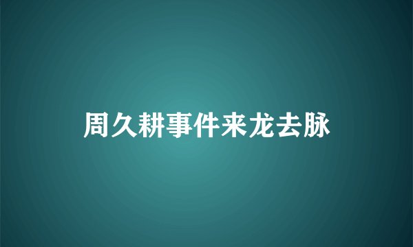 周久耕事件来龙去脉
