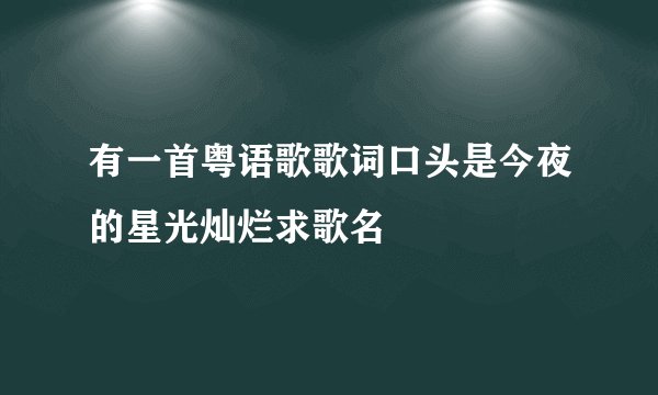 有一首粤语歌歌词口头是今夜的星光灿烂求歌名