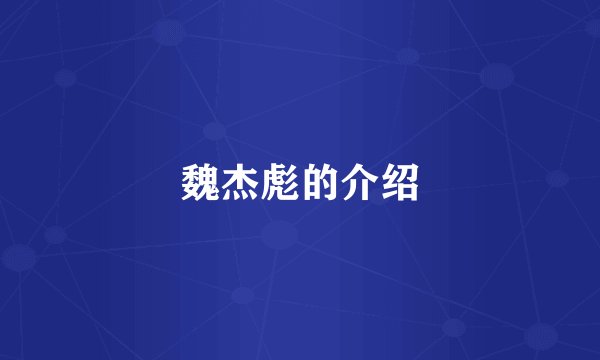 魏杰彪的介绍