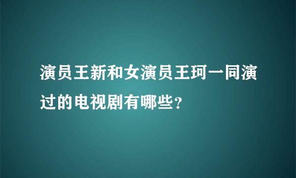 演员王新和女演员王珂一同演过的电视剧有哪些？