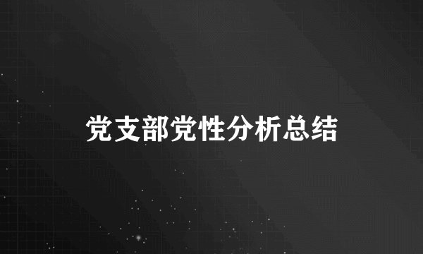 党支部党性分析总结