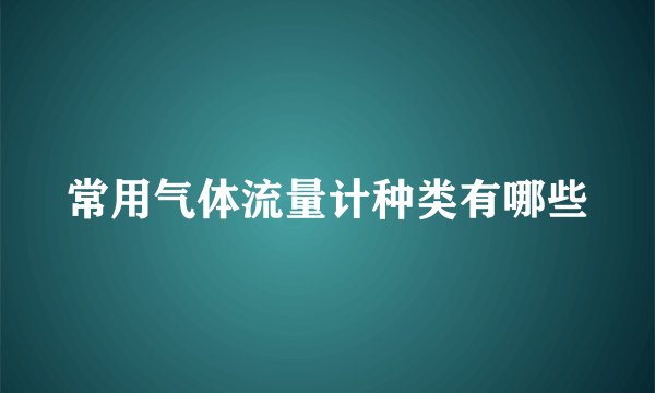 常用气体流量计种类有哪些