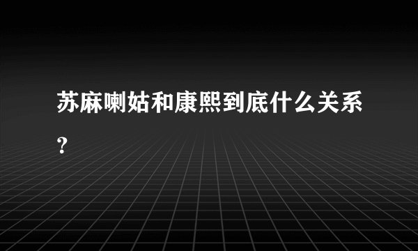 苏麻喇姑和康熙到底什么关系？