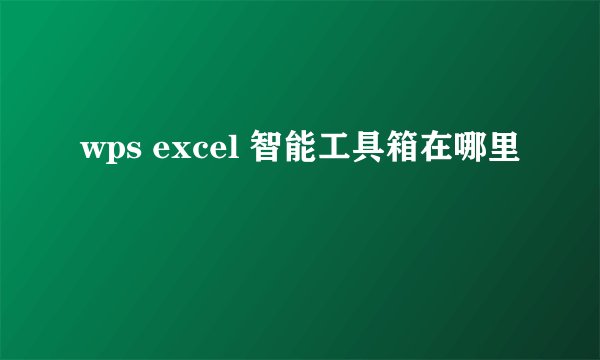 wps excel 智能工具箱在哪里