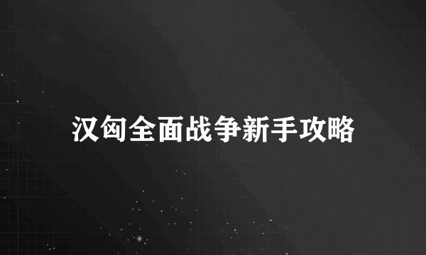 汉匈全面战争新手攻略