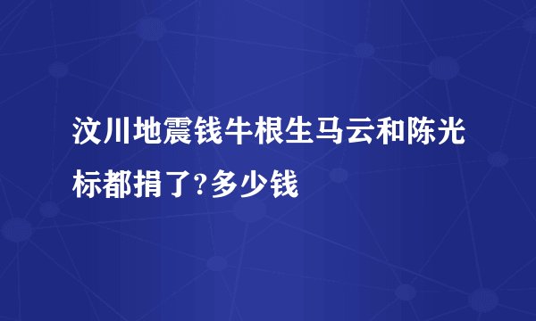 汶川地震钱牛根生马云和陈光标都捐了?多少钱