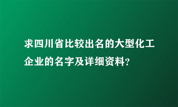 求四川省比较出名的大型化工企业的名字及详细资料?