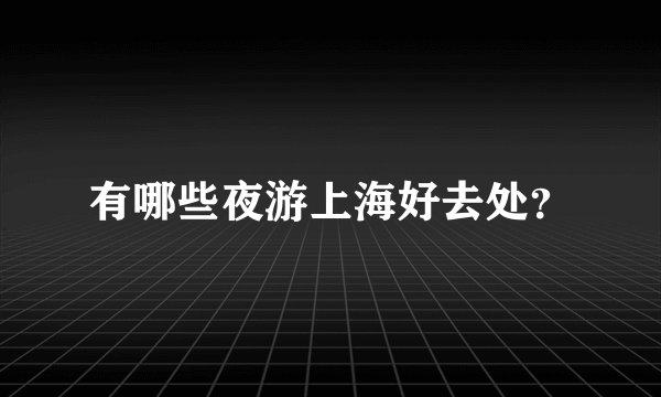 有哪些夜游上海好去处？