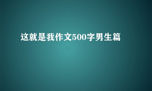这就是我作文500字男生篇