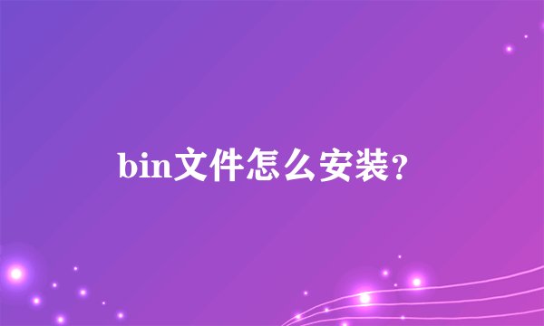 bin文件怎么安装?