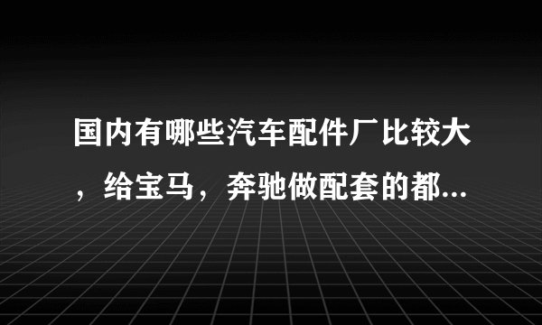 国内有哪些汽车配件厂比较大，给宝马，奔驰做配套的都有哪家？望行业内人士给予回答，谢谢！