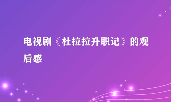 电视剧《杜拉拉升职记》的观后感