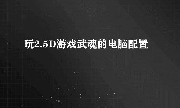 玩2.5D游戏武魂的电脑配置