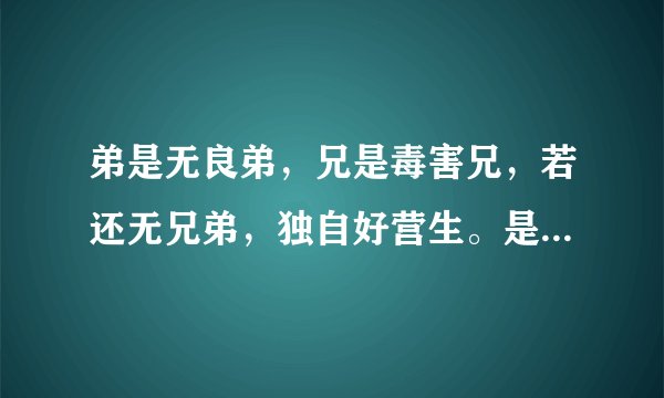 弟是无良弟，兄是毒害兄，若还无兄弟，独自好营生。是什么意思