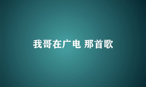 我哥在广电 那首歌