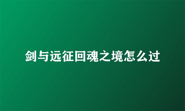 剑与远征回魂之境怎么过