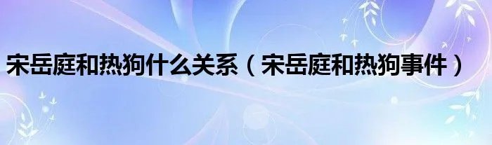 宋岳庭和热狗什么关系（宋岳庭和热狗事件）