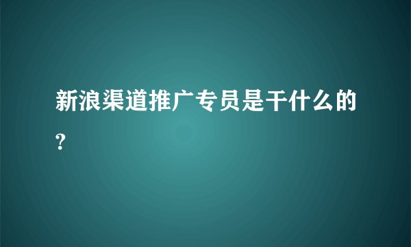 新浪渠道推广专员是干什么的?