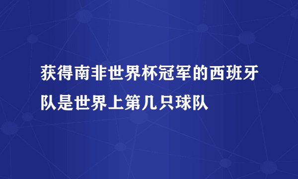 获得南非世界杯冠军的西班牙队是世界上第几只球队