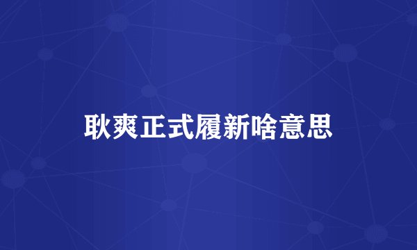 耿爽正式履新啥意思