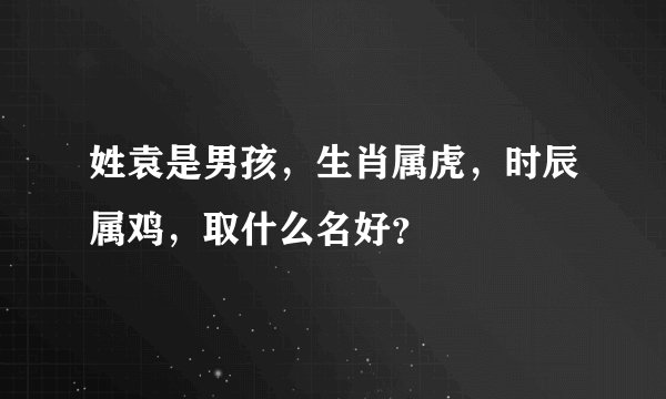 姓袁是男孩，生肖属虎，时辰属鸡，取什么名好？