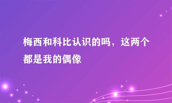 梅西和科比认识的吗，这两个都是我的偶像