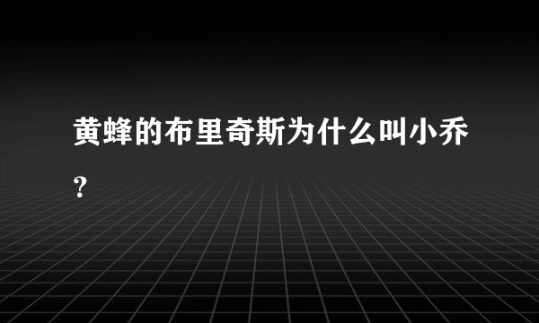 黄蜂的布里奇斯为什么叫小乔？