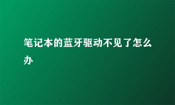 笔记本的蓝牙驱动不见了怎么办