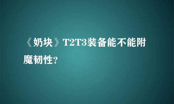 《奶块》T2T3装备能不能附魔韧性？
