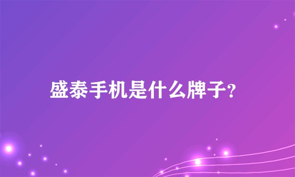 盛泰手机是什么牌子？